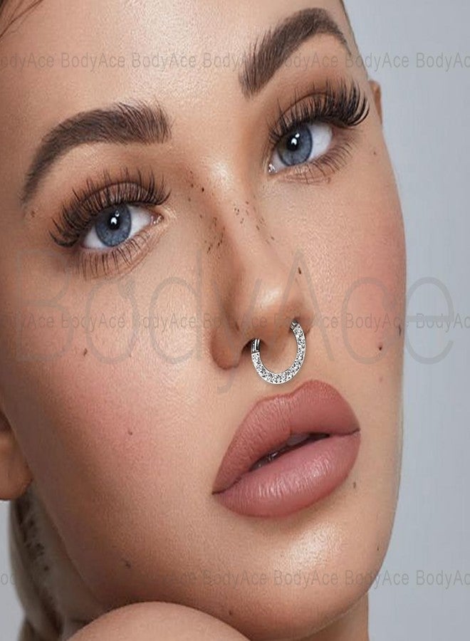 BodyAce CZ Hinged Segment Clicker PA Rings, 2G 4G 6G 8G 10G 12G Large Septum Nose Rings, Surgical Steel Spring Action BCR Ring Ear Gauges Earrings Hoops [4G(5mm),Hoops:12mm] - Image 3